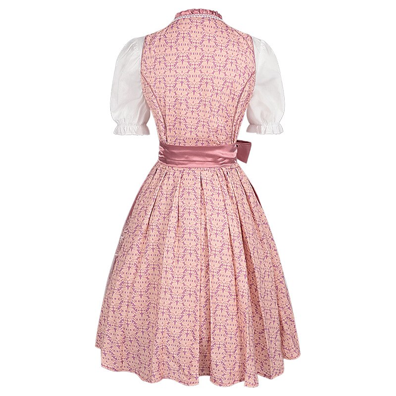 Robe Dirndl Rose Traditionnelle - Avec Tablier Brodé et Blouse Élégante