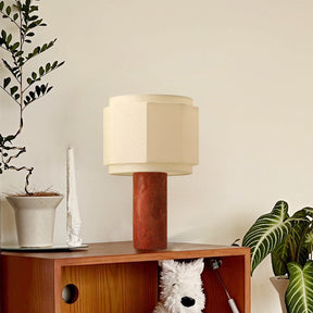 Lampe de Table Élégante en Travertin - Design Géométrique et Pratique