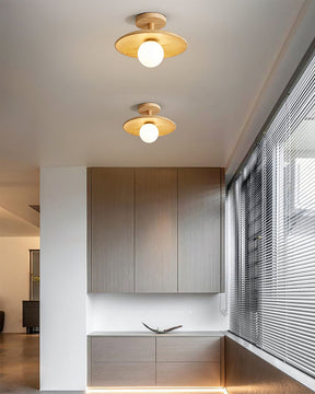 Lampe de Plafond en Bois Naturel - Éclairage Doux et Atmosphérique