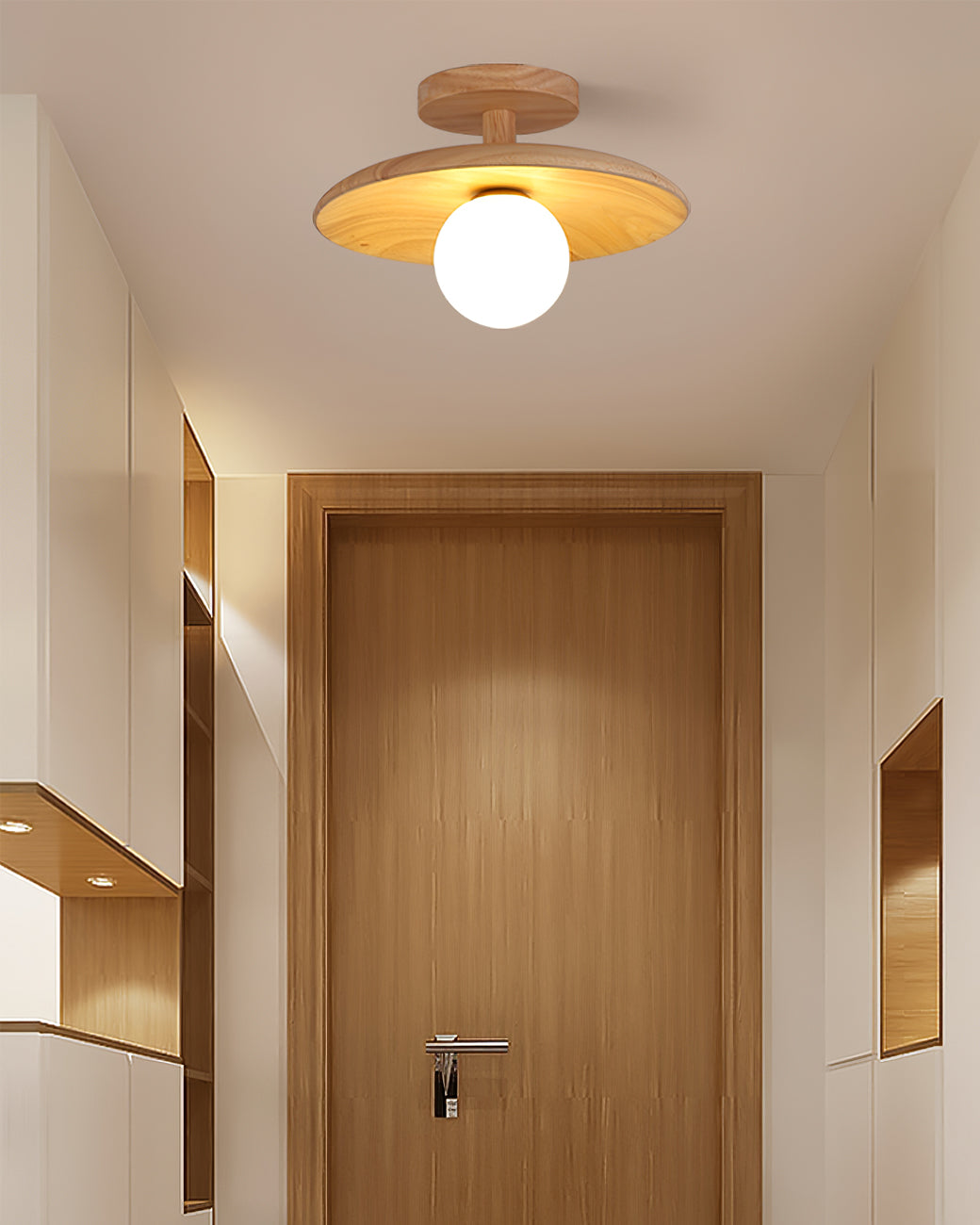 Lampe de Plafond en Bois Naturel - Éclairage Doux et Atmosphérique