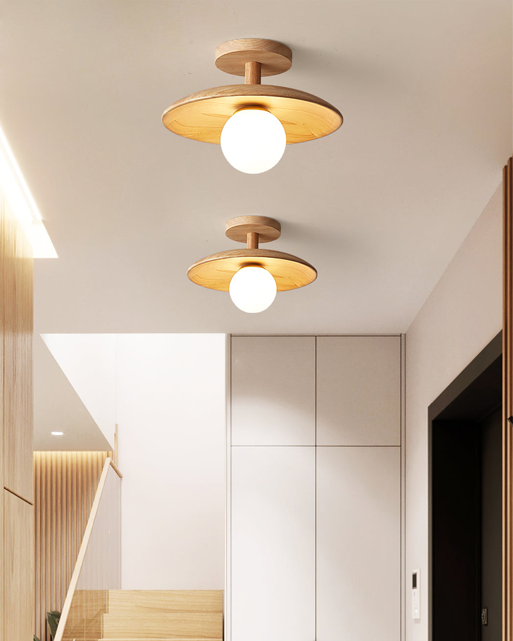 Lampe de Plafond en Bois Naturel - Éclairage Doux et Atmosphérique