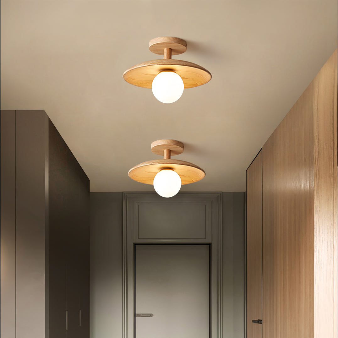 Lampe de Plafond en Bois Naturel - Éclairage Doux et Atmosphérique