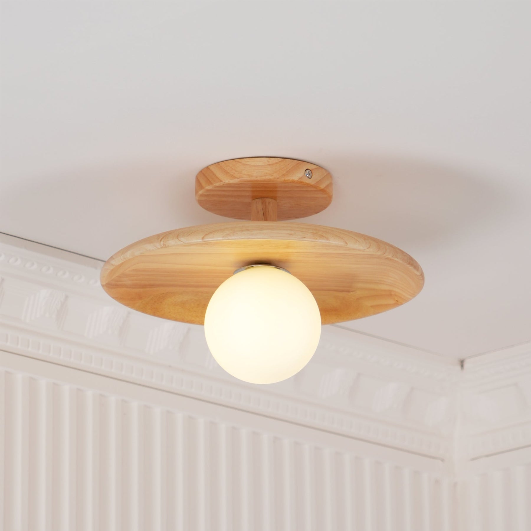 Lampe de Plafond en Bois Naturel - Éclairage Doux et Atmosphérique