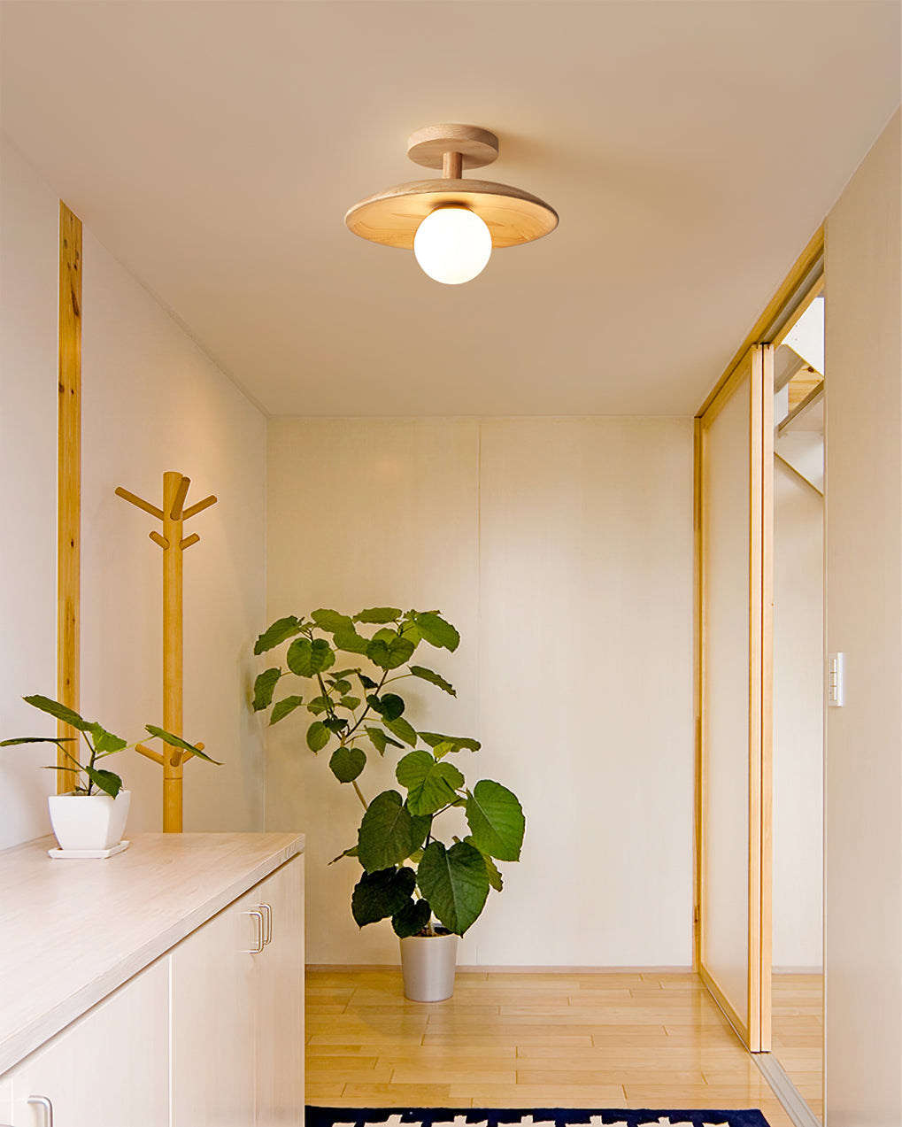 Lampe de Plafond en Bois Naturel - Éclairage Doux et Atmosphérique