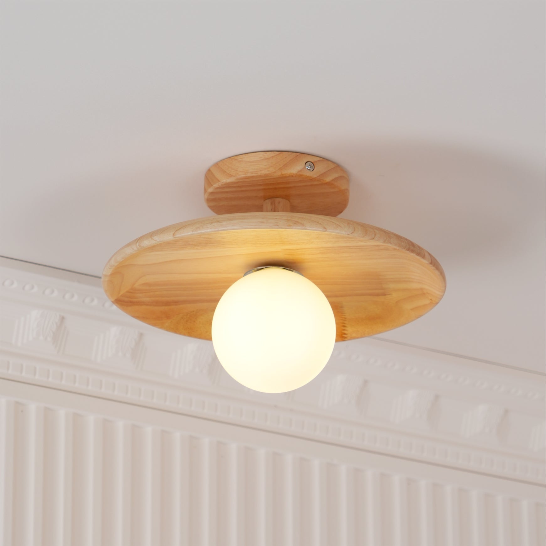 Lampe de Plafond en Bois Naturel - Éclairage Doux et Atmosphérique