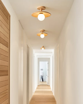 Lampe de Plafond en Bois Naturel - Éclairage Doux et Atmosphérique