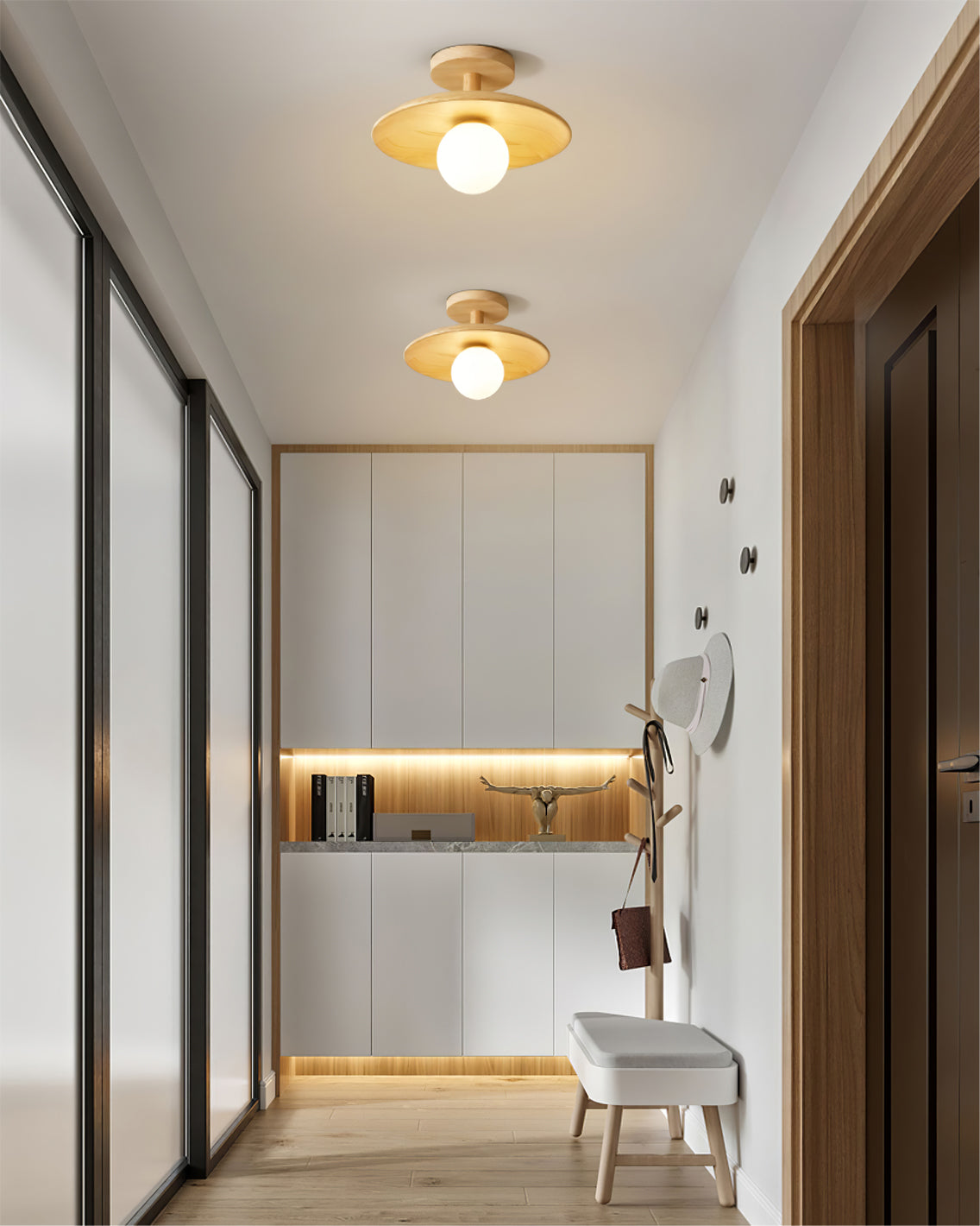 Lampe de Plafond en Bois Naturel - Éclairage Doux et Atmosphérique