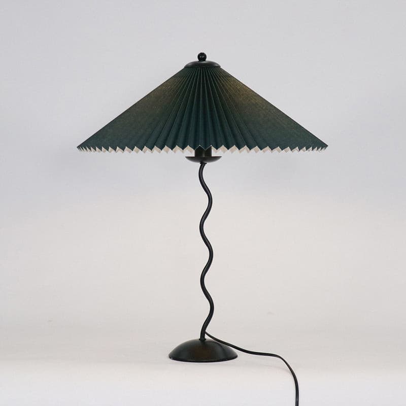 Lampe de Table Scandinave en Bois - Abat-jour Plissé et Élégant