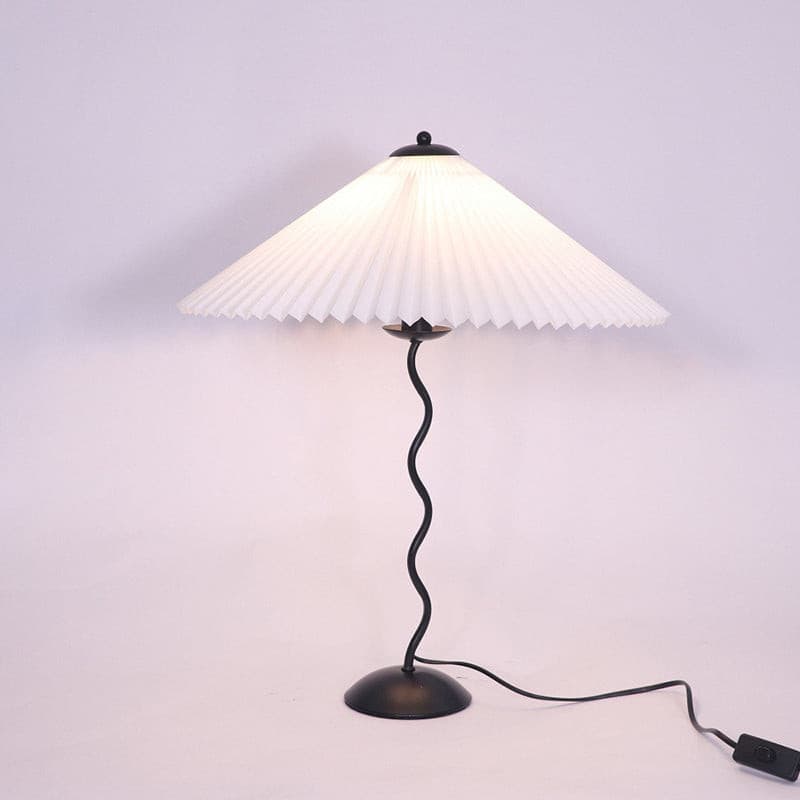 Lampe de Table Scandinave en Bois - Abat-jour Plissé et Élégant
