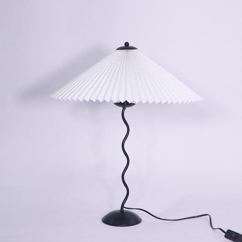 Lampe de Table Scandinave en Bois - Abat-jour Plissé et Élégant