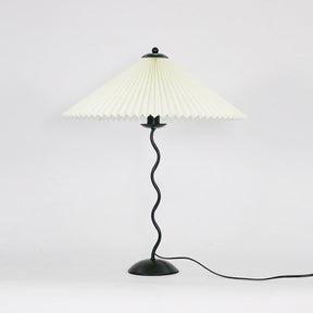 Lampe de Table Scandinave en Bois - Abat-jour Plissé et Élégant