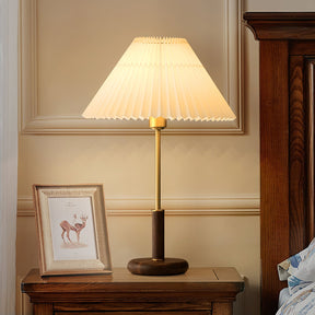 Lampe de Table Élégante en Métal - Abat-jour Plissé et Design Rétro