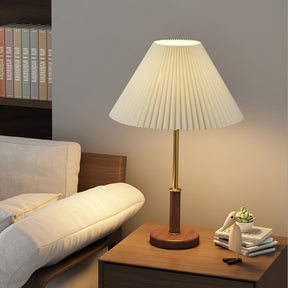 Lampe de Table Élégante en Métal - Abat-jour Plissé et Design Rétro