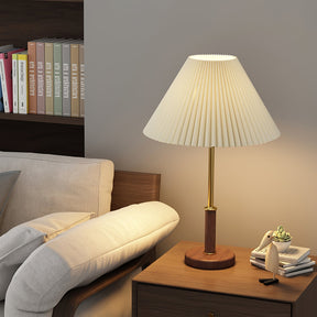 Lampe de Table Élégante en Métal - Abat-jour Plissé et Design Rétro