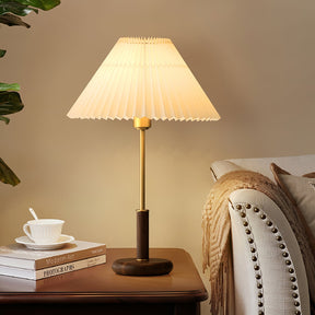Lampe de Table Élégante en Métal - Abat-jour Plissé et Design Rétro