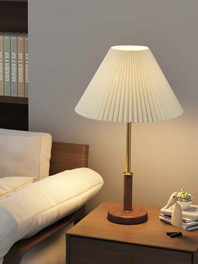 Lampe de Table Élégante en Métal - Abat-jour Plissé et Design Rétro