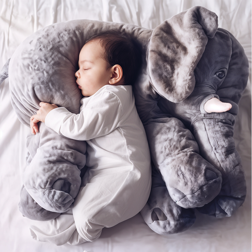 Coussin Éléphant en Peluche - Confort Super Doux pour Bébés et Tout-Petits