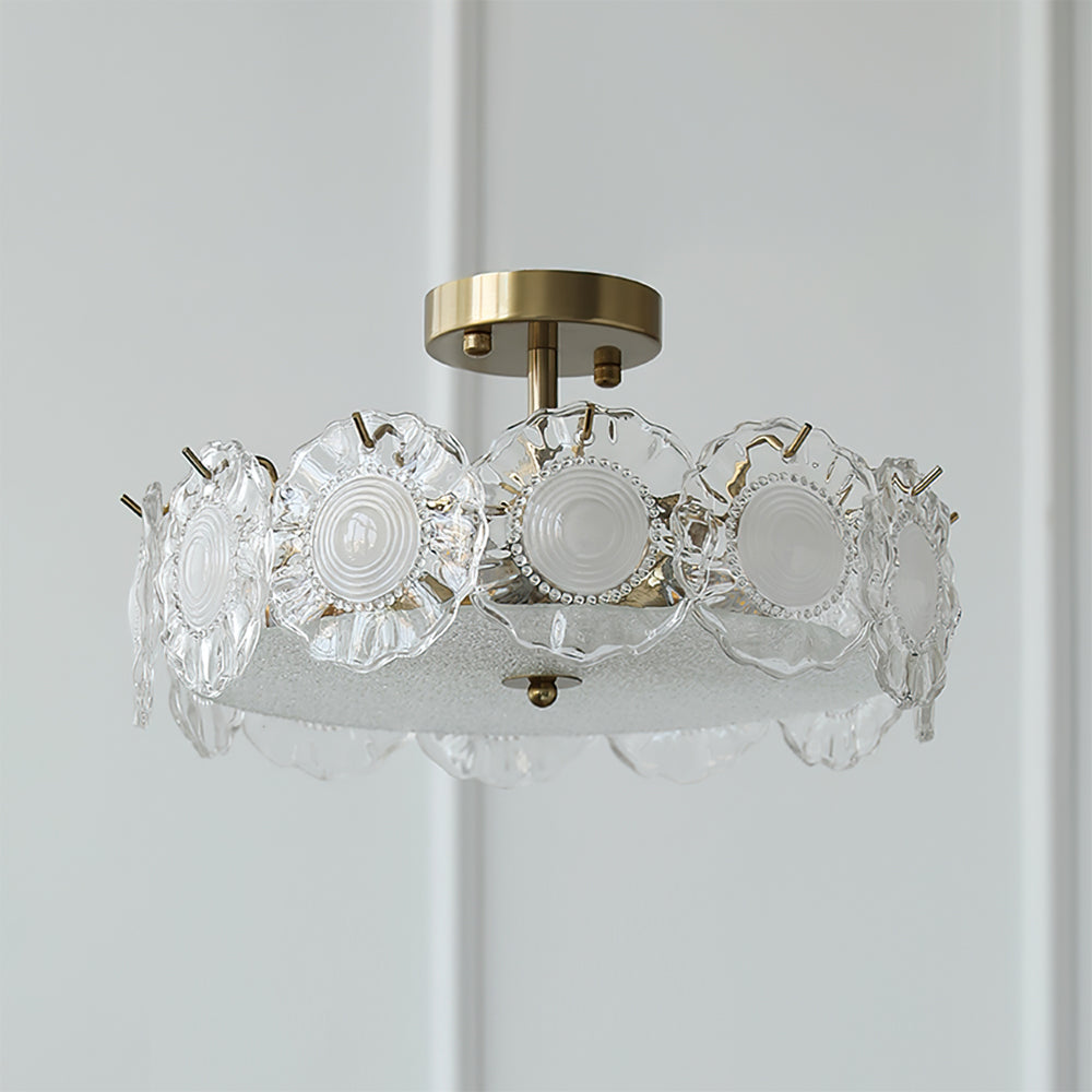 Plafonnier en Verre Chic - Éclairage Cosy avec Motifs Floraux