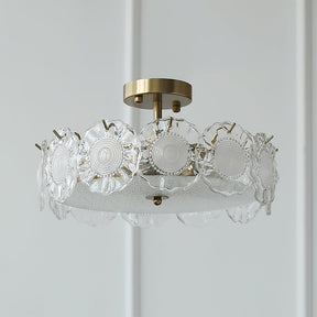 Plafonnier en Verre Chic - Éclairage Cosy avec Motifs Floraux