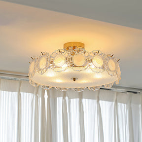 Plafonnier en Verre Chic - Éclairage Cosy avec Motifs Floraux