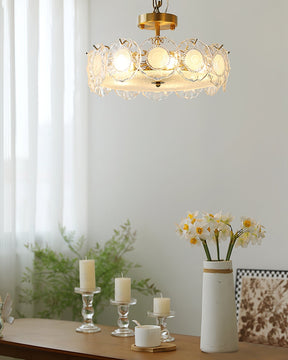 Plafonnier en Verre Chic - Éclairage Cosy avec Motifs Floraux
