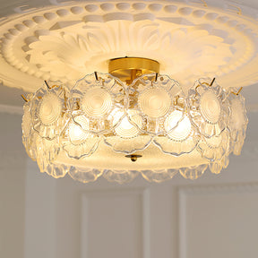 Plafonnier en Verre Chic - Éclairage Cosy avec Motifs Floraux