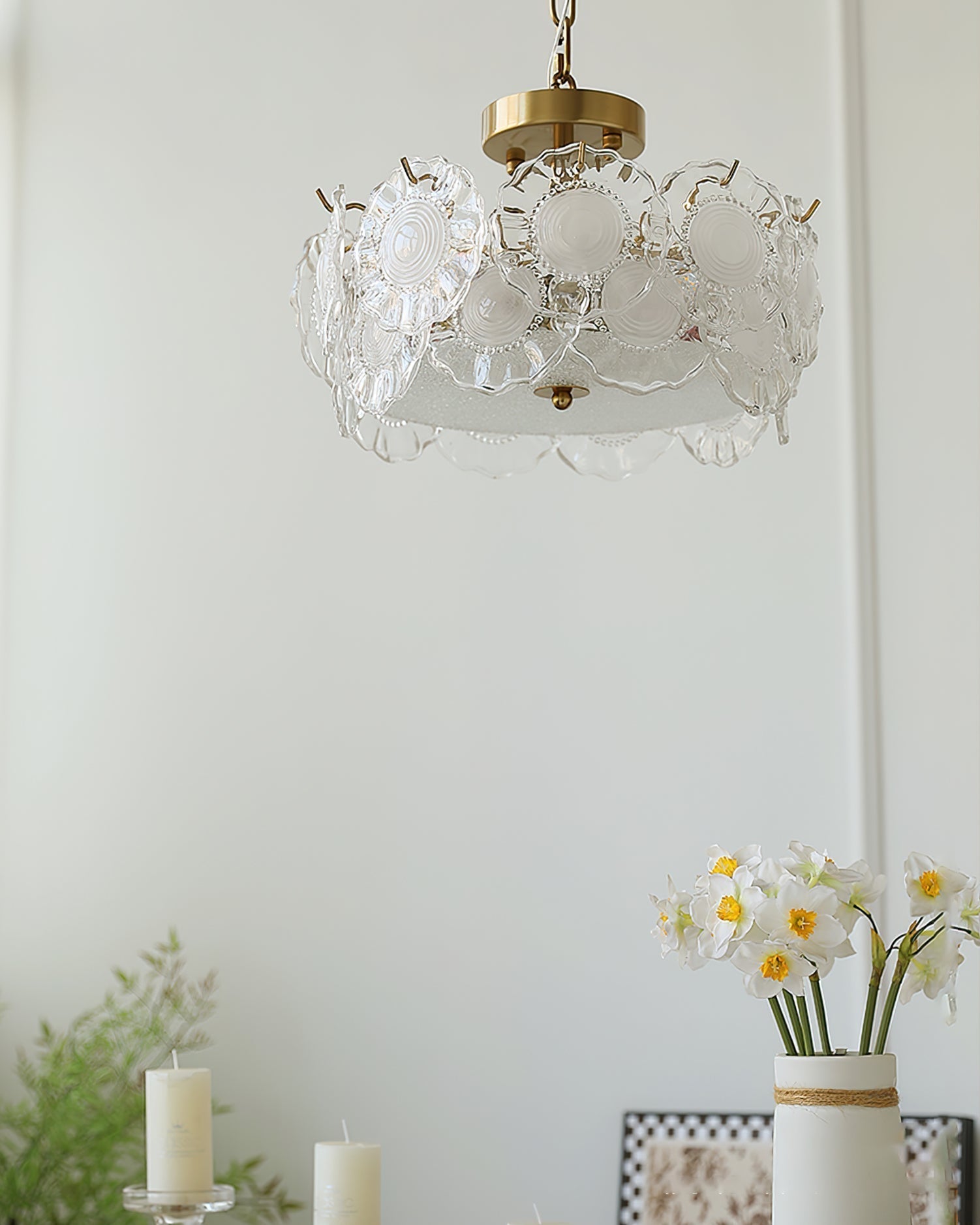 Plafonnier en Verre Chic - Éclairage Cosy avec Motifs Floraux