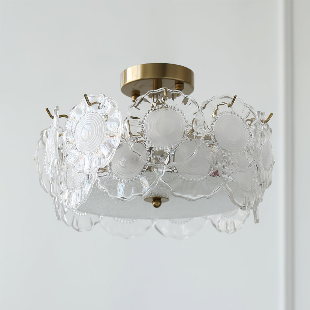 Plafonnier en Verre Chic - Éclairage Cosy avec Motifs Floraux
