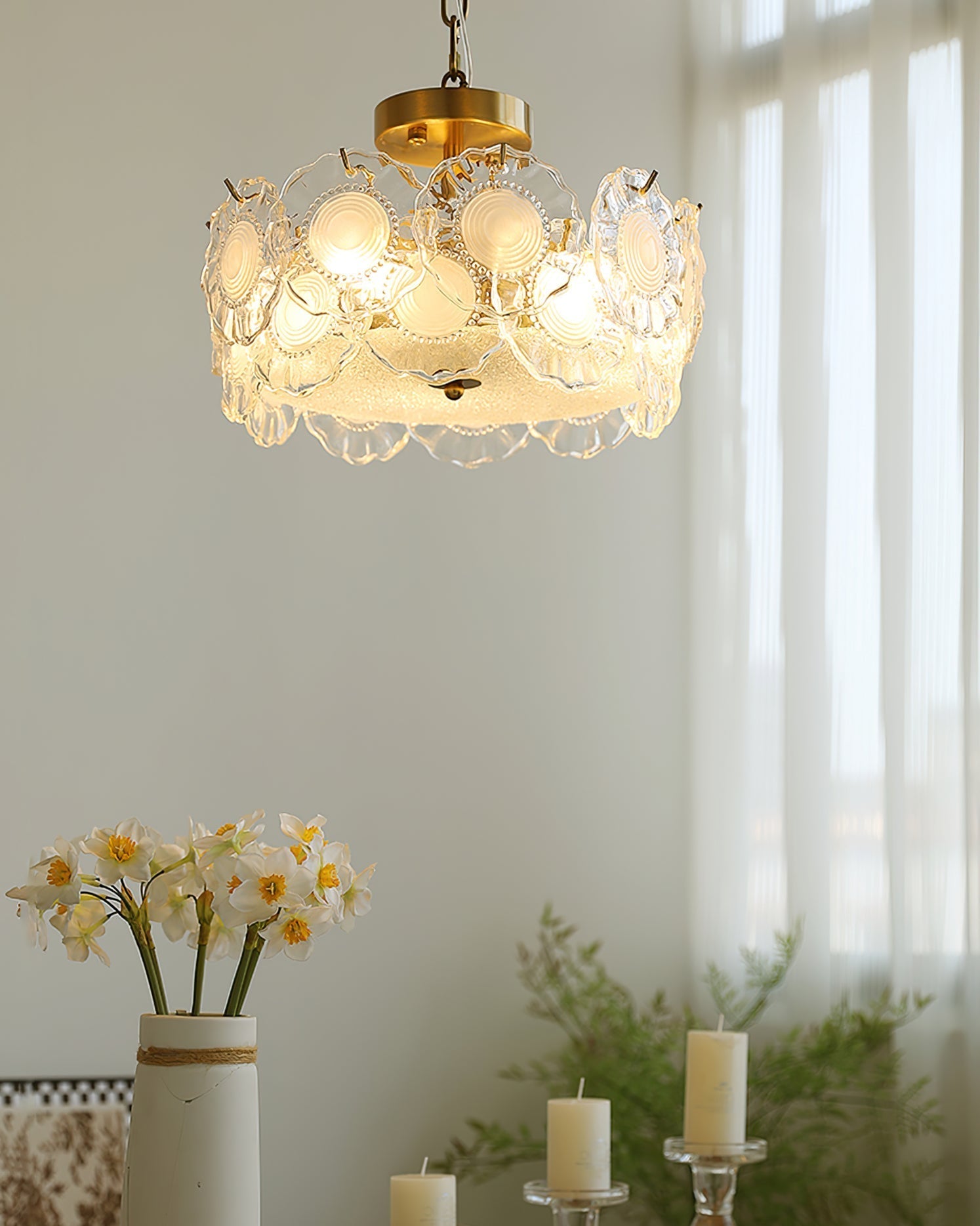 Plafonnier en Verre Chic - Éclairage Cosy avec Motifs Floraux