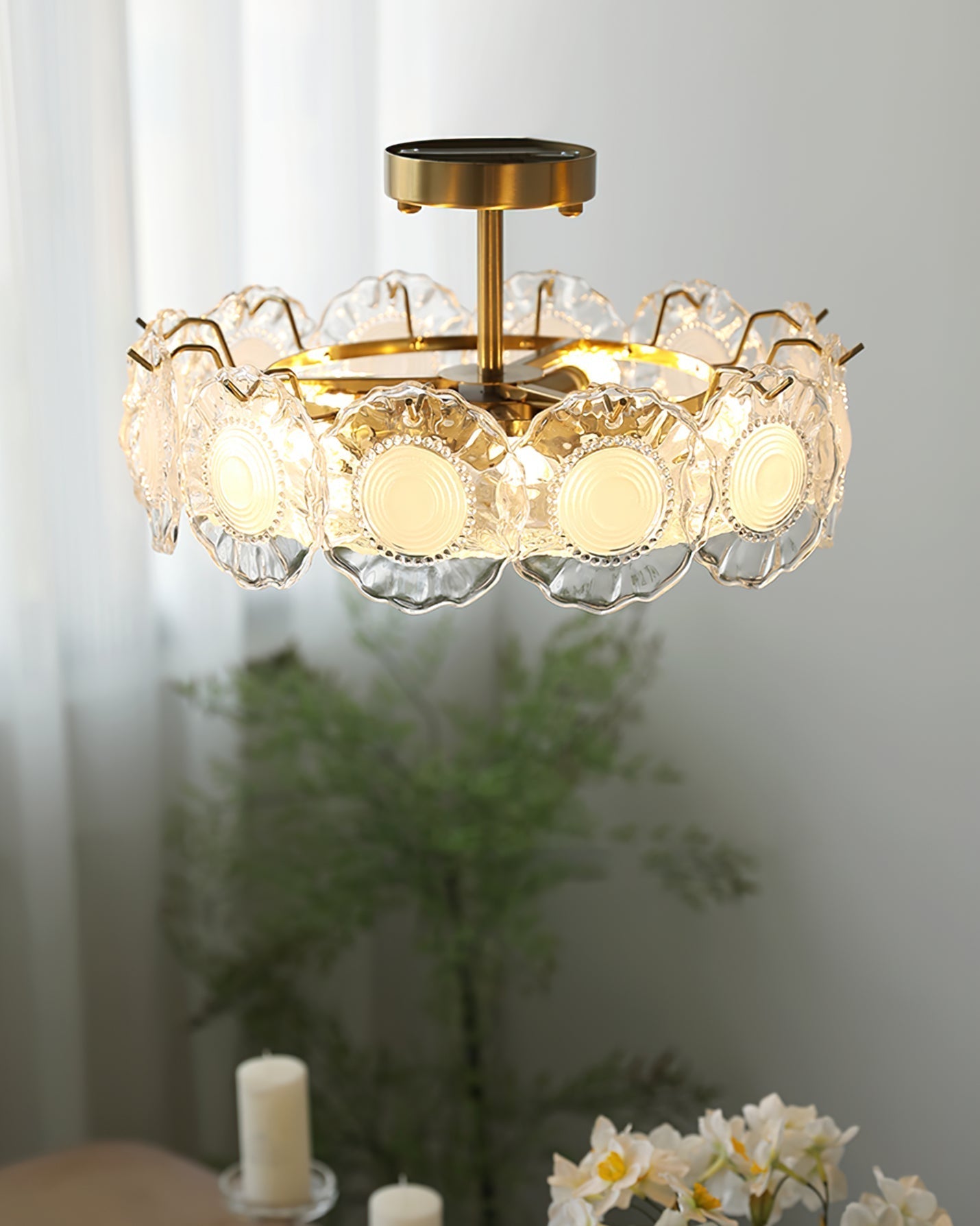 Plafonnier en Verre Chic - Éclairage Cosy avec Motifs Floraux