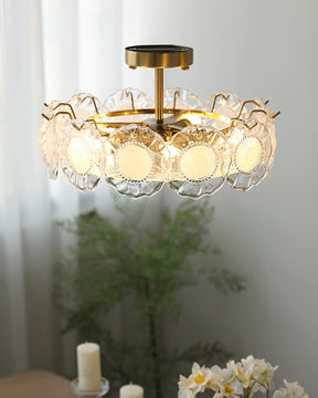 Plafonnier en Verre Chic - Éclairage Cosy avec Motifs Floraux