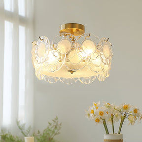 Plafonnier en Verre Chic - Éclairage Cosy avec Motifs Floraux