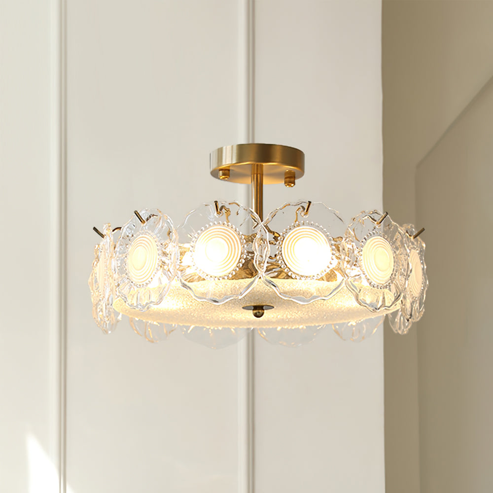 Plafonnier en Verre Chic - Éclairage Cosy avec Motifs Floraux