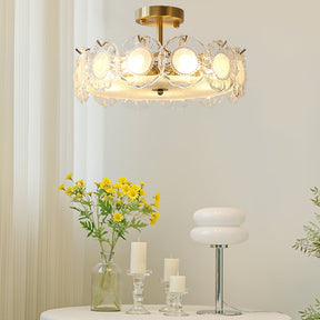 Plafonnier en Verre Chic - Éclairage Cosy avec Motifs Floraux