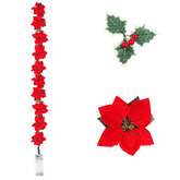 Guirlande LED Poinsettia pour Noël - Éclairage Scintillant et Élégant