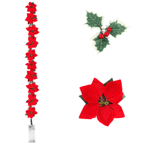 Guirlande LED Poinsettia pour Noël - Éclairage Scintillant et Élégant