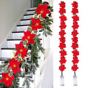 Guirlande LED Poinsettia pour Noël - Éclairage Scintillant et Élégant