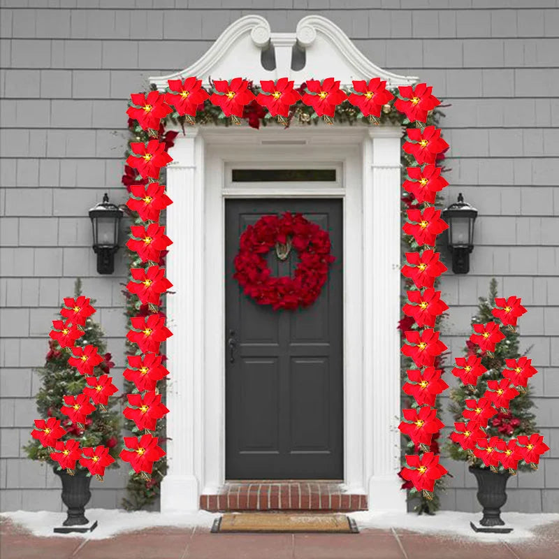 Guirlande LED Poinsettia pour Noël - Éclairage Scintillant et Élégant