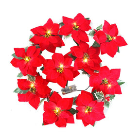 Guirlande LED Poinsettia pour Noël - Éclairage Scintillant et Élégant