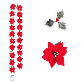 Guirlande LED Poinsettia pour Noël - Éclairage Scintillant et Élégant