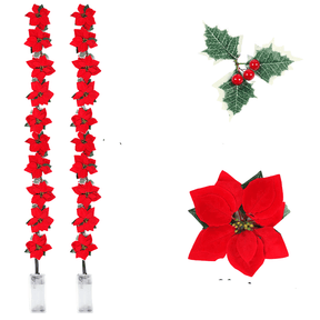 Guirlande LED Poinsettia pour Noël - Éclairage Scintillant et Élégant
