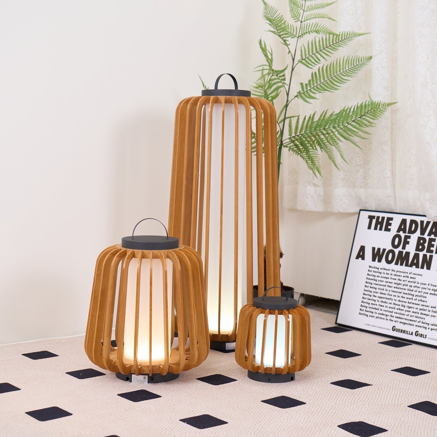Lampe d'Éclairage Extérieur en Bois - Design Résistant aux Intempéries et Rechargeable