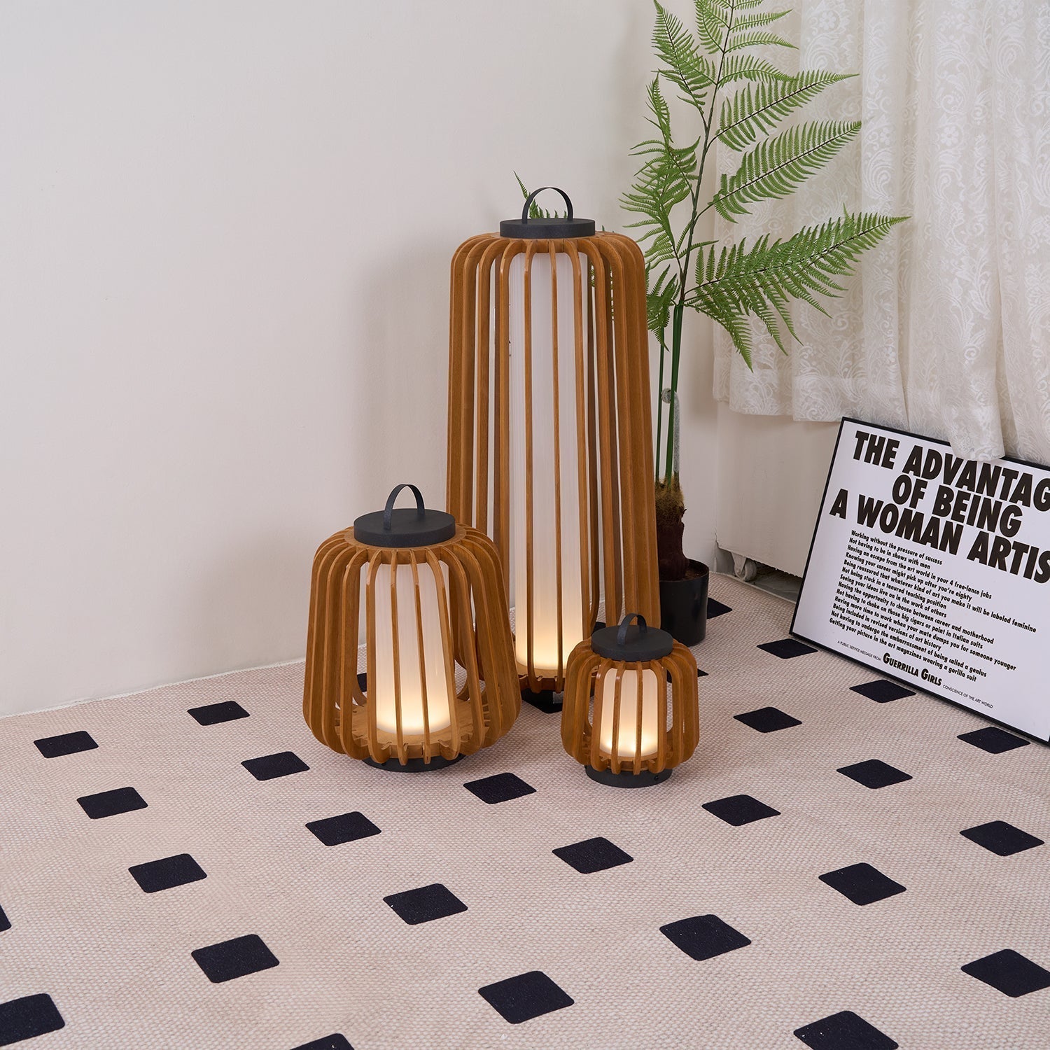 Lampe d'Éclairage Extérieur en Bois - Design Résistant aux Intempéries et Rechargeable