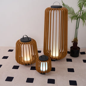Lampe d'Éclairage Extérieur en Bois - Design Résistant aux Intempéries et Rechargeable