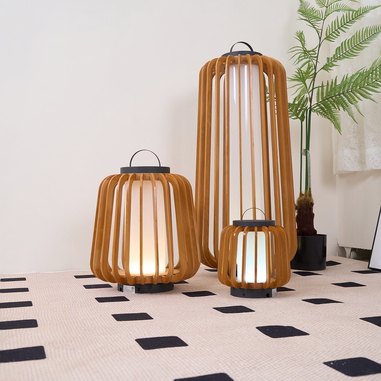 Lampe d'Éclairage Extérieur en Bois - Design Résistant aux Intempéries et Rechargeable