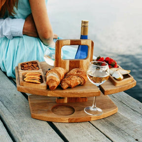 Table de Pique-Nique en Bois - Compacte avec Porte-Bouteilles Intégré