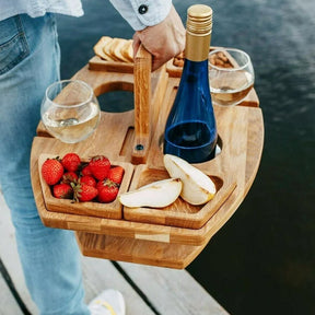 Table de Pique-Nique en Bois - Compacte avec Porte-Bouteilles Intégré