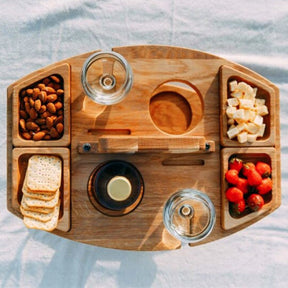 Table de Pique-Nique en Bois - Compacte avec Porte-Bouteilles Intégré