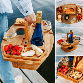 Table de Pique-Nique en Bois - Compacte avec Porte-Bouteilles Intégré