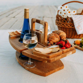 Table de Pique-Nique en Bois - Compacte avec Porte-Bouteilles Intégré